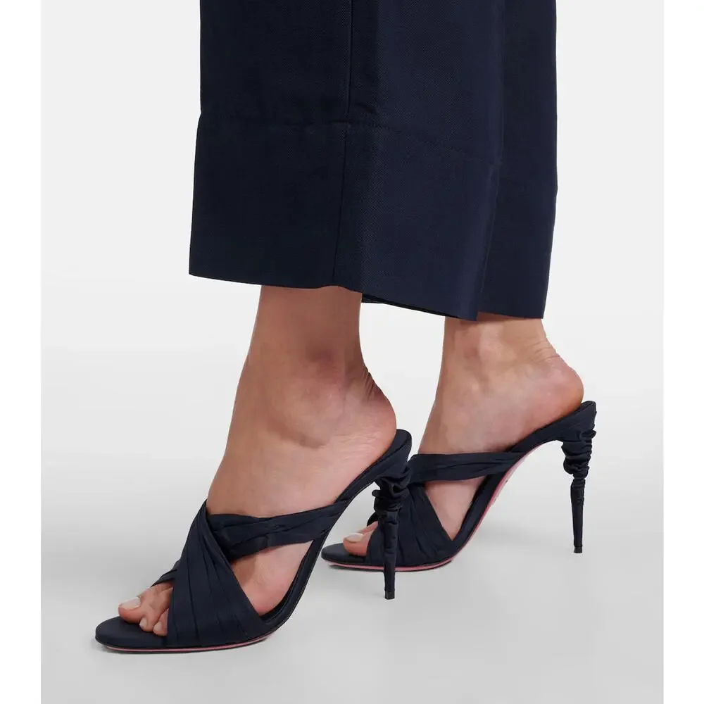 Christian Louboutin Affabula Mule 100 Last Night Navy Blue Sandal Heel Pump 36.5